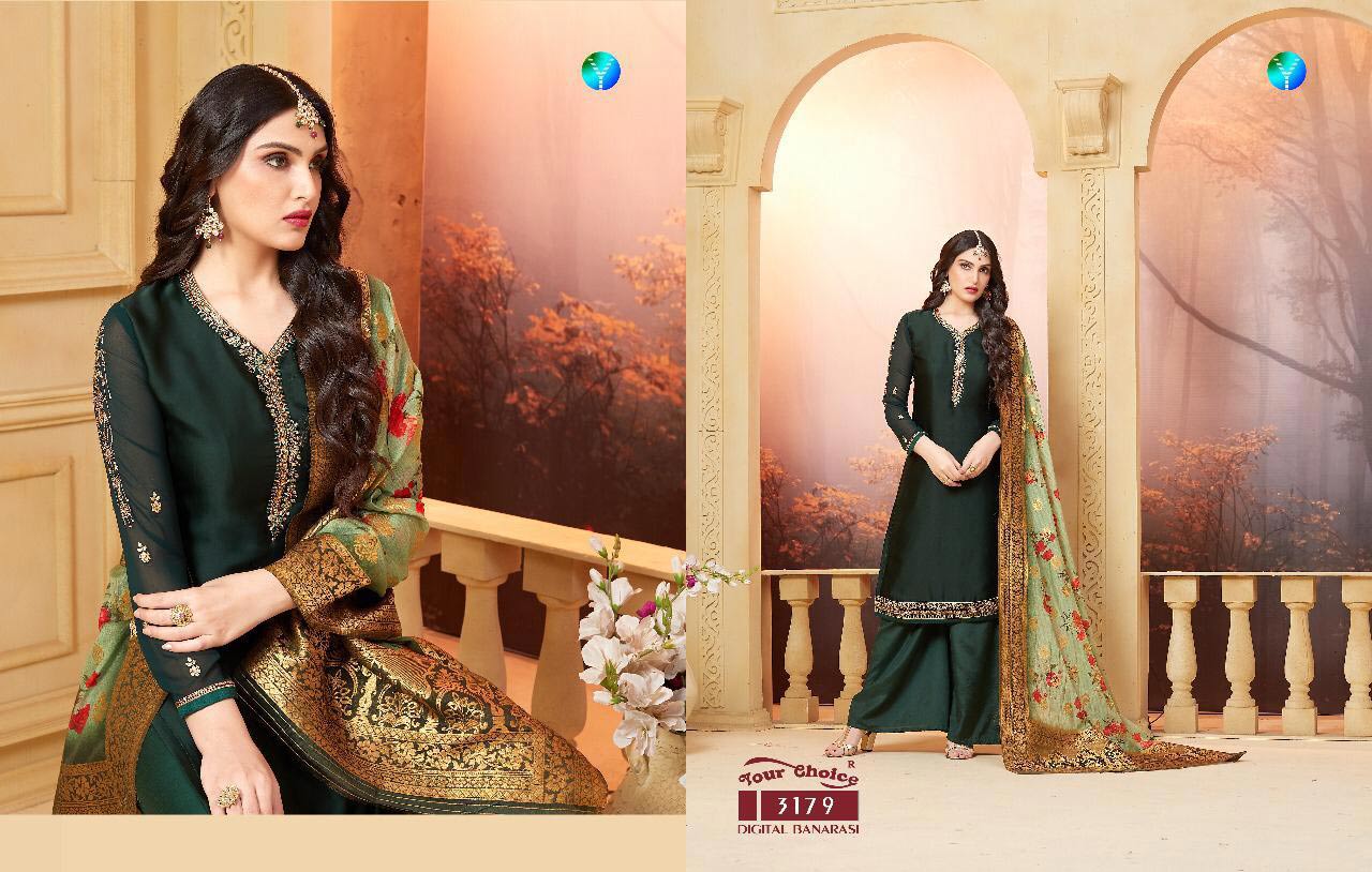 Digital Banarasi Your Choice Embroidered Palazzo Suits Digital Banarasi Your Choice Embroidered Palazzo Suits